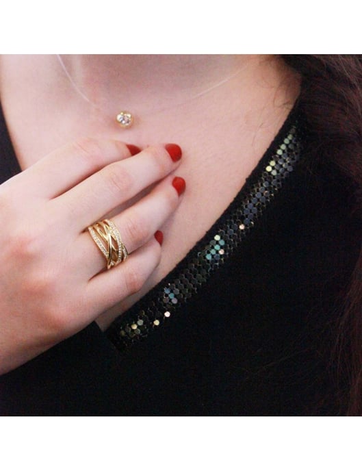 Criss Cross-ring - guld och kristall - Image 6