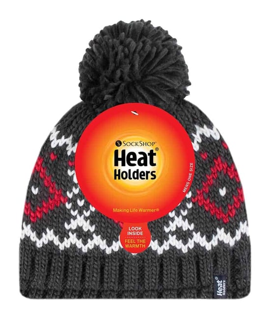 Mens Fleece Fodrad Termisk Vinter Varm Beanie Bobble Mössa med Pom Pom - Image 2