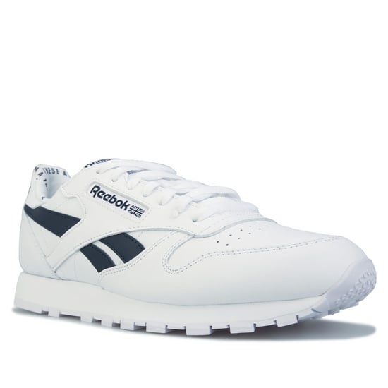 Men's Reebok Classics Classic Leather Trainers in White Navy - Image 2