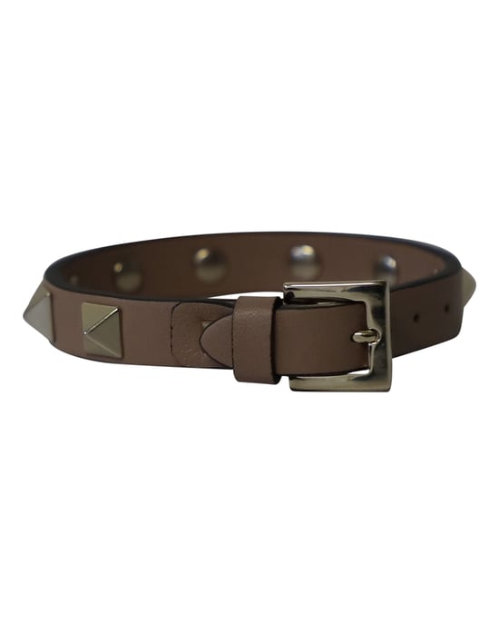 Valentino Garavani Rockstud-armband i brunt kalvskinn - Image 3