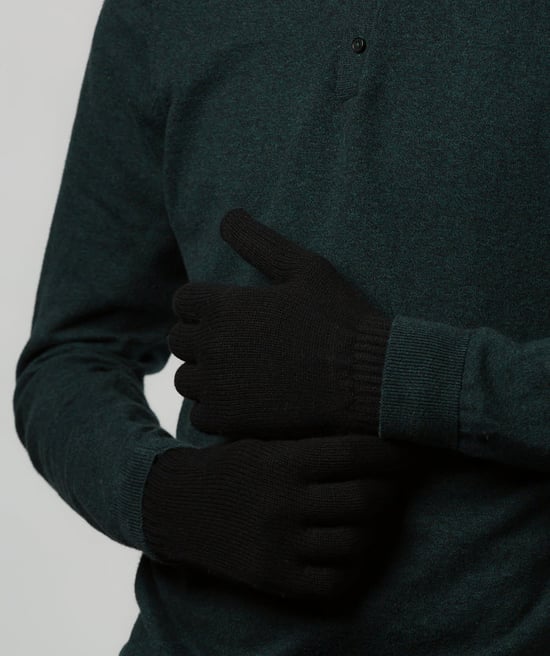 'Caldbeck' Dark Navy Cashmere & Merino Wool Extra Large Gloves