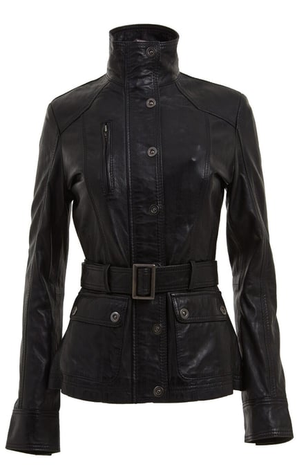 Womens Leather Military-Inspired Biker Jacket-Middleton