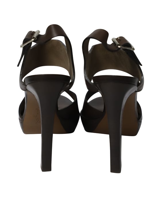Marni High Heel Sandals in Brown Leather - Image 4