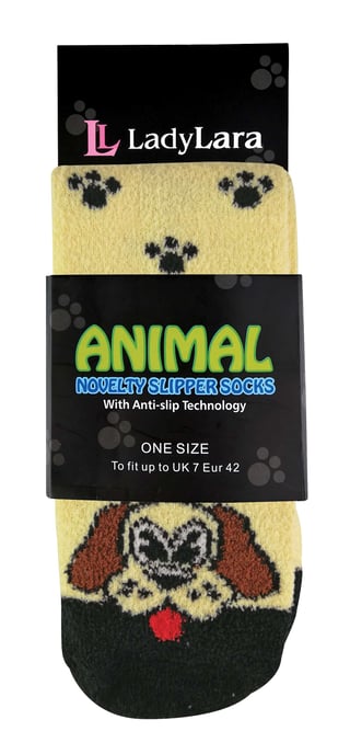 Ladies / Womens Fluffy Non Slip Slipper Socks with Animal Designs - Image 2