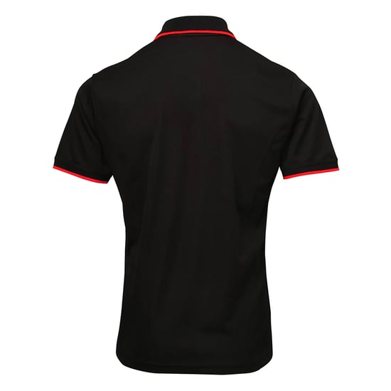 Premier Heren Coolchecker Contrast Pique Poloshirt (Zwart/Rood) - Image 2