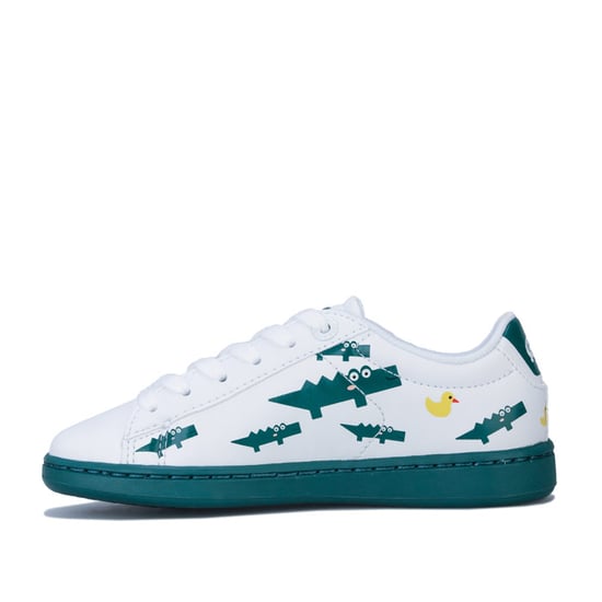 Boy's Lacoste Children Carnaby 120 Trainers in White Green