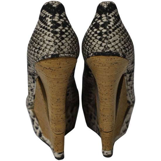 Lanvin Ribbon Strap Wood Wedge Peep-toe Sandals in Phyton Print Leather - Image 4