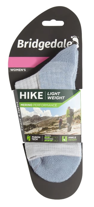 Bridgedale - Womens Hiking Merino Socks - Grey / Smoky Blue - Image 2