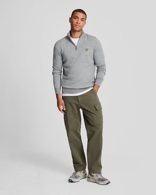 Lyle & Scott Cotton Merino 1/4 Zip Jumper Grey