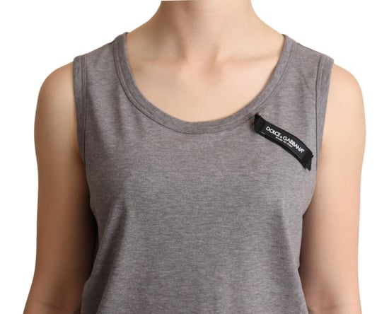 Dolce & Gabbana Women's Gray Sleeveless Round Neck Tank Top T-shirt - Image 4
