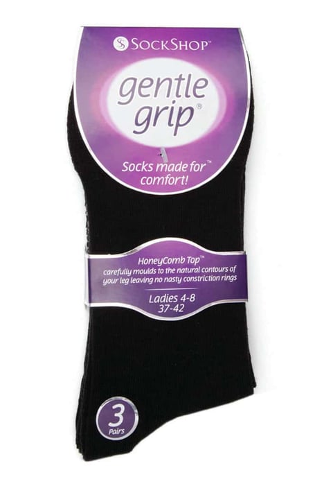 Gentle Grip - 6 Pairs Ladies Gentle Grip Non Elastic Socks - GG67 Black - Image 2