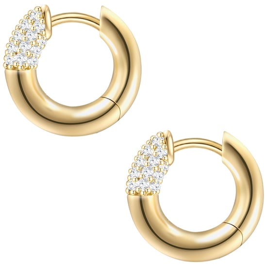Hoop earring sterling silver yellow gold zirconia white Glanzstücke München