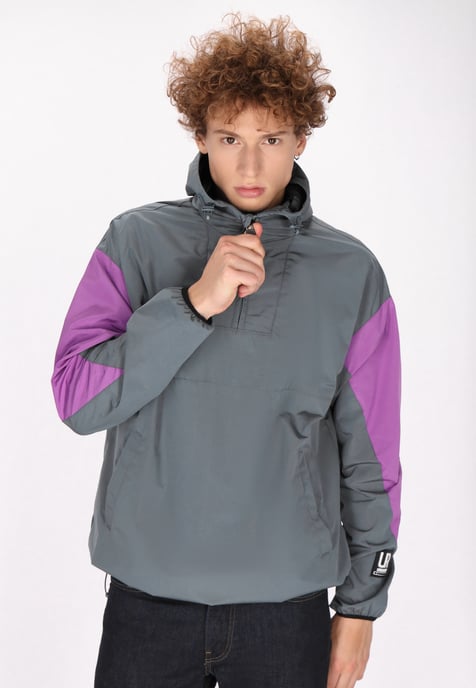 Schmuddelwedda Blouson Heren Grijsblauw kleurblok - Image 3