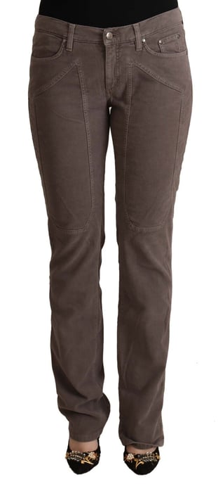 Jeckerson Women's Brown Cotton Low Waist Iconic Patches Leg Denim Jeans