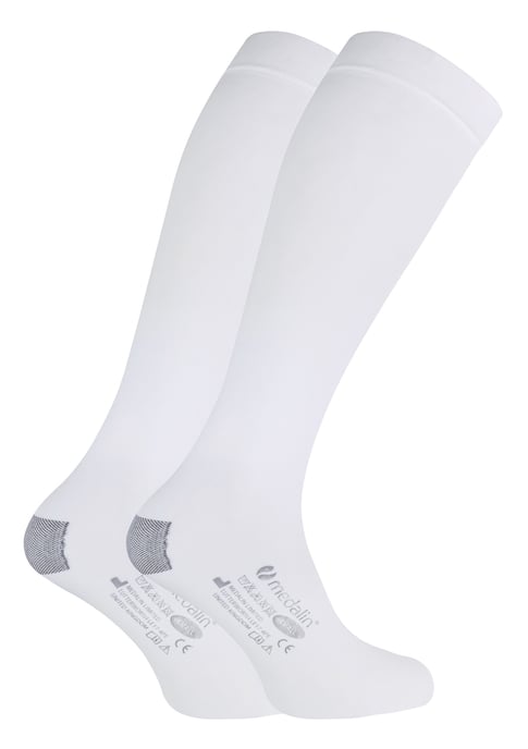 Medalin Saphena - 2-pack Anti Embolism-strumpor under knäet | Unisex graderade kompressionsstrumpor - Vit - Image 1