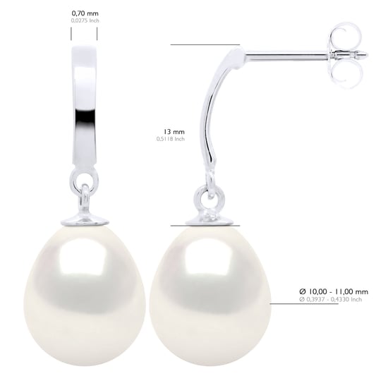 Oorbellen in Wit Goud 375 en Echte Gecultiveerde Zoetwaterparels Parel 10-11 mm - Image 2