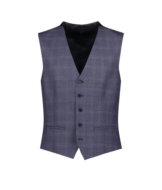 Men's Ted Baker Slim-Fit Checked Waistcoat in Blue - Image 1