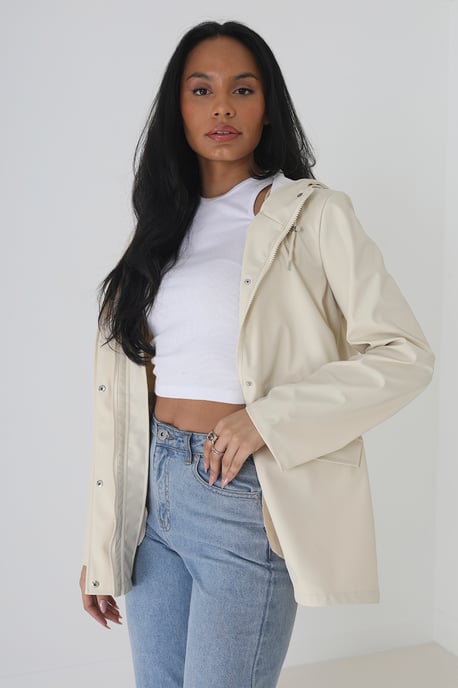 Cream 'Saffy' Hooded Rain Mac