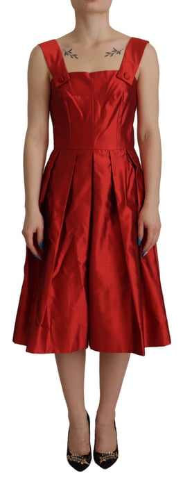 Dolce & Gabbana Röd A-linjeformad Plisserad Satin Silke Klänning för Kvinnor - Image 1