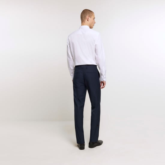 River Island Mens Suit Trousers Navy Slim Fit Twill