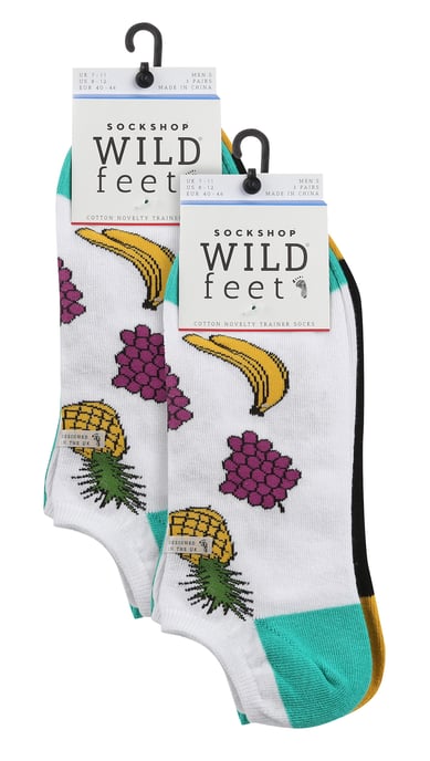 6 Pack Mens Novelty Trainer Socks | Wildfeet | Funny Low Cut Socks for Summer - Fruit - Image 2