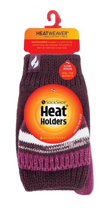 Heat Holders - Thermisch gebreide convertorhandschoen voor dames - Bordeaux - Image 2