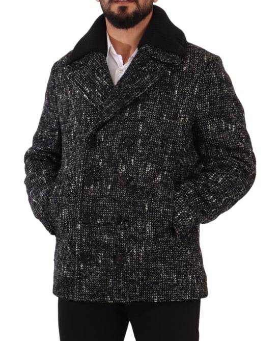 Dolce & Gabbana Svart Ull Dubbelknäppt Kappa Herrjacka - Image 5