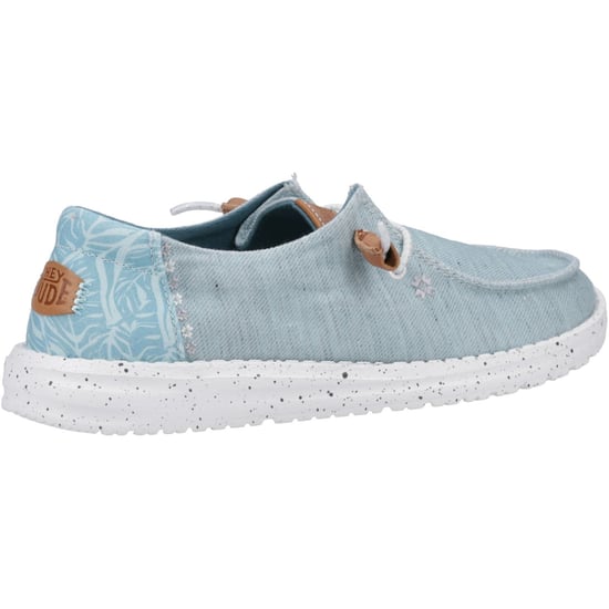 HEYDUDE Wendy Heathered Slub Tropical Linen/Lyocell/Cotton Women's Blue Loafers - Image 2