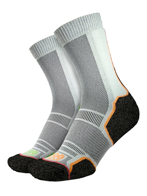 1000 Mile - 2 Pack Mens Trek Repreve Single Layer Hiking Socks - Black / Neon - Image 1