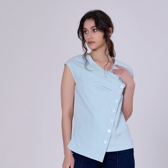 Geplooide asymmetrische top met dubbele borst - Image 3