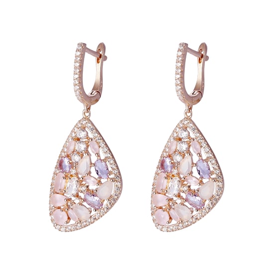 Orphelia 'Desi' Dames 925 Sterling Zilveren Hangoorbellen - Roze ZO-7430 - Image 1