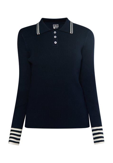 Dreimaster Knitted pullover women marine wool white - Image 1