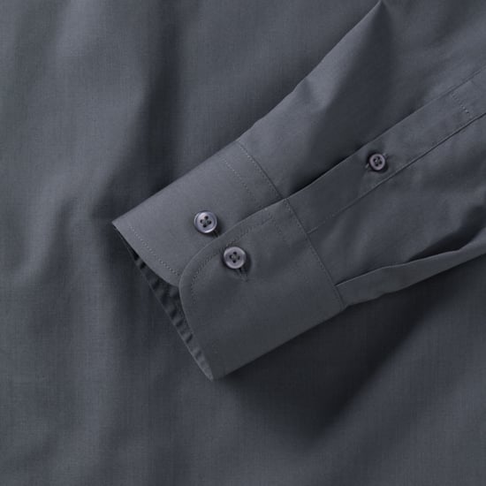 Russell Collection Mens Long Sleeve Poly-Cotton Easy Care Tailored Poplin Shirt (Convoy Grey) - Image 4