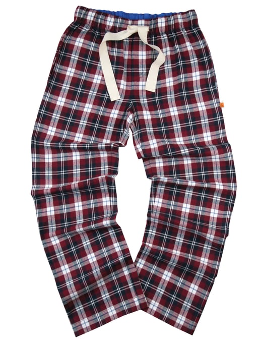 Burgundy Cotton Check Unisex Lounge Pants
