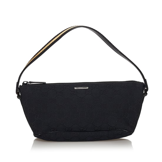 Vintage Gucci GG Canvas Web Boat Baguette Blue