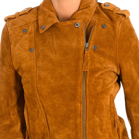 Women's short long sleeve leather jacket 9066