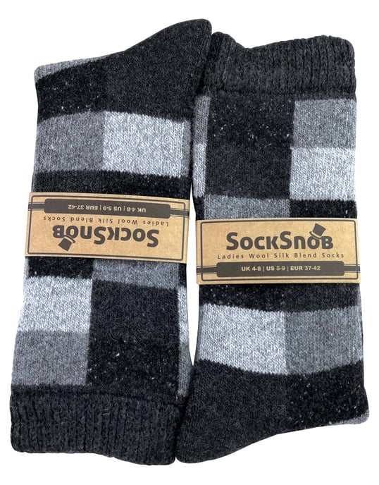 Sock Snob - Damstrumpor med rutigt mönster i andningsbar ullblandning - Image 2