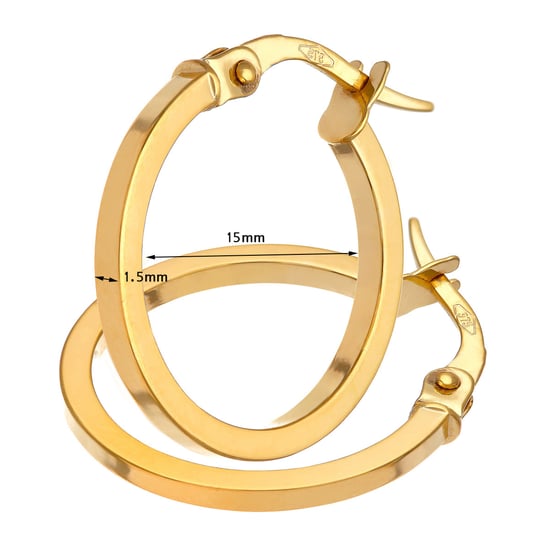 9ct Yellow Gold Elegant Square Tubed Hoop Earrings of 15mm Diameter - Image 2