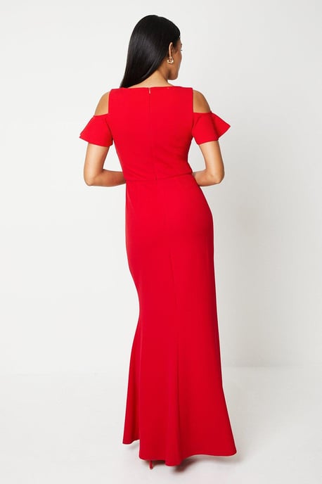 Cold Shoulder Stretch Crepe Fishtail Gown - Image 3