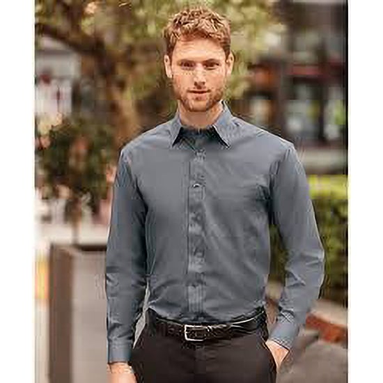 Russell Collection Mens Long Sleeve Shirt (Convoy Grey)