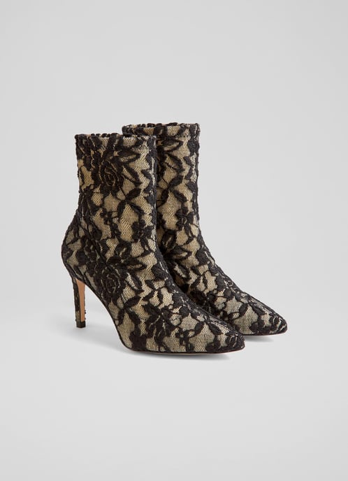 LK Bennett  Chloe Ankle Boots, Black Lace