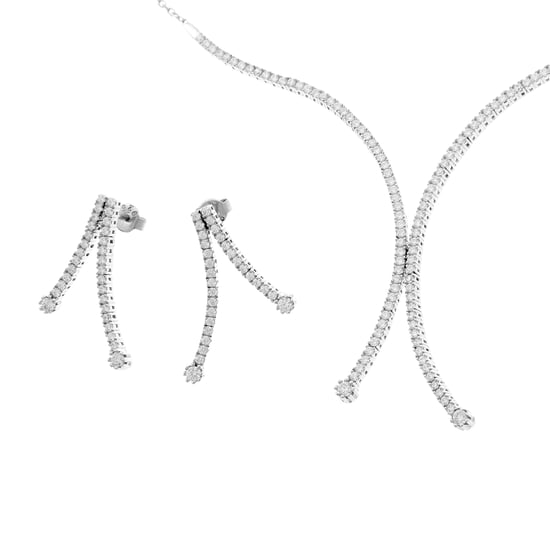 Orphelia Dames 925 Sterling Zilveren Set: Ketting + Oorbellen - Zilver SET-066 - Image 2