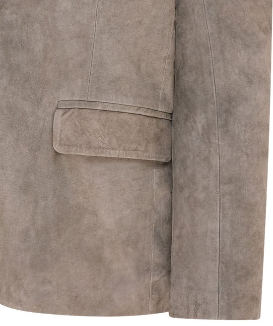 Mens Grey Slim Goat Suede Italian Blazer Jacket-Somero