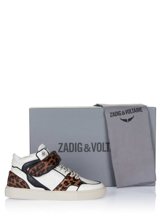 Zadig Voltaire Mid Flash bedrukte koeienhuid sneaker - Image 4