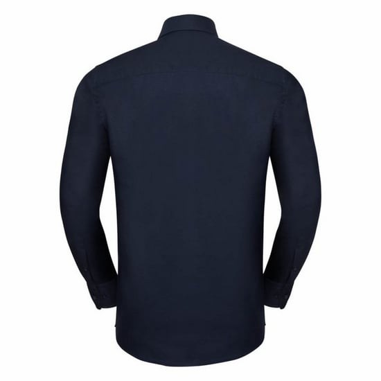 Russell Collection Mens Long Sleeve Easy Care Tailored Oxford Shirt (Bright Navy) - Image 2