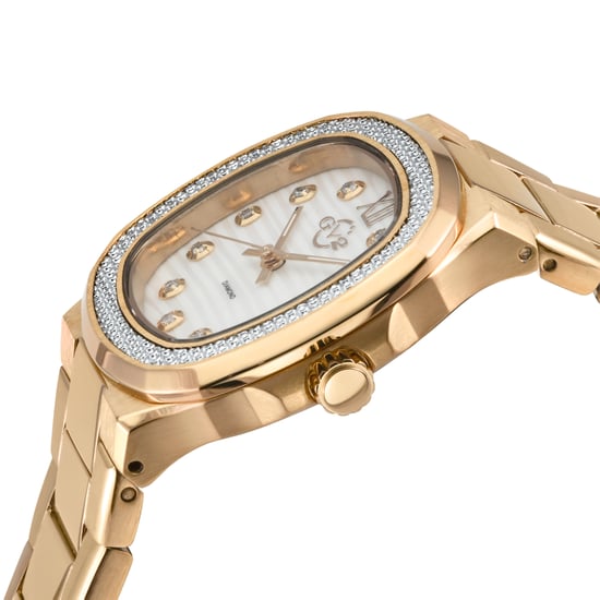 GV2 Potente Lady White MOP dial, 316L Stainless Steel IPRG Diamond Bracelet Swiss Quartz Watch