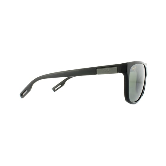 Maui Jim Vierkante Unisex Glanzend Zwart Neutraal Grijs Zonnebril - Image 4