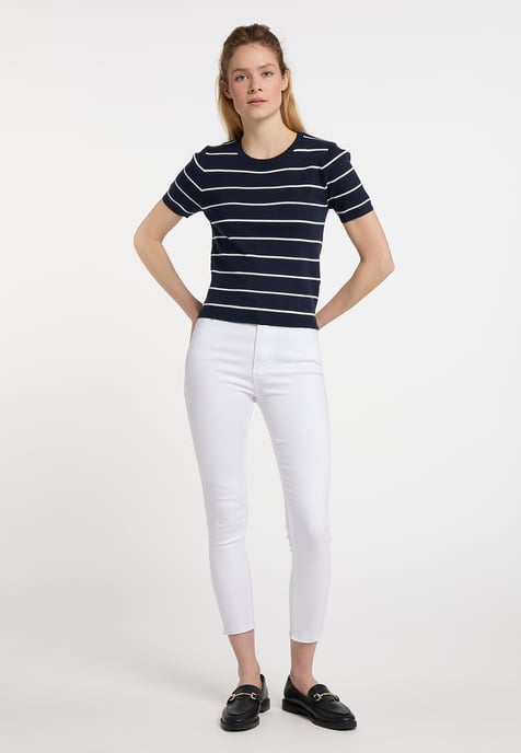 Dreimaster Short sleeve pullover women marine wool white - Image 4