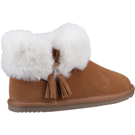 Hush Puppies Ayana Suede And Faux Fur Women's Tan Slippers - Image 2