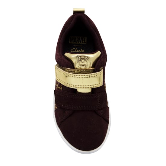 Clarks x Marvel City Hero Kids Burgundy Trainers